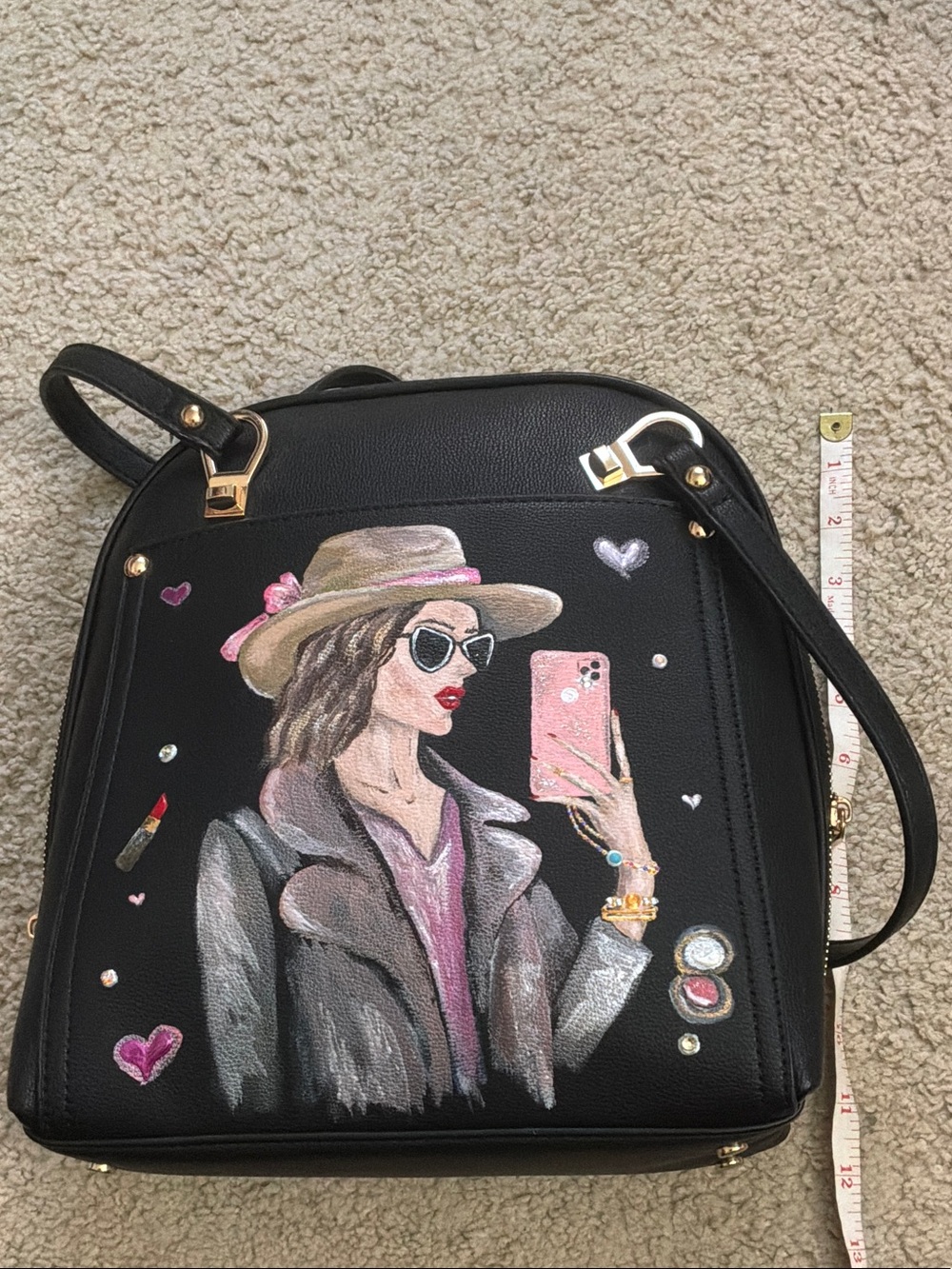 Black Hand-Painted Fashionista Crossbody Bag - Picture 3 of 16